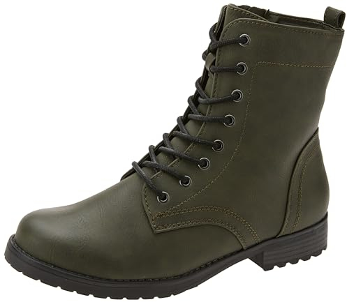 Amazon Essentials Damen Kampfstiefel Mit Schnürung, Grün, 40 EU