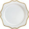 Decor Essentials Piatto di ricarica in ceramica con bordo smerlato in oro, per feste, feste, decorazione per eventi di nozze (bianco/oro)