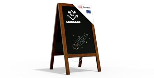 ALLboards Kundenstopper Wasserfest, Stabil, 8,5 kg Heavy mit lackiertem Holzrahmen 118x61cm, Werbetafel, Gehwegaufsteller, Aufsteller, Straßenreiter, Kreide