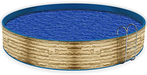 Wallario Pool Verkleidung mit Motiv und Ösen, Umrandung Dekoration, Motiv Steinwand gelb, Größe Höhe 80 cm x L 10m