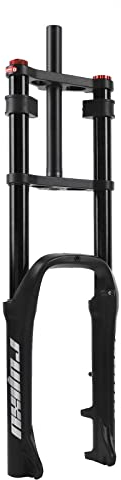 QHIYRZE Fatbike-Gabel 20 * 4.0 BMX Federgabel Federweg 110mm Doppelt Geschultert Luftgabel Gerade Scheibenbremse Einstellbare Zugstufe(Black)