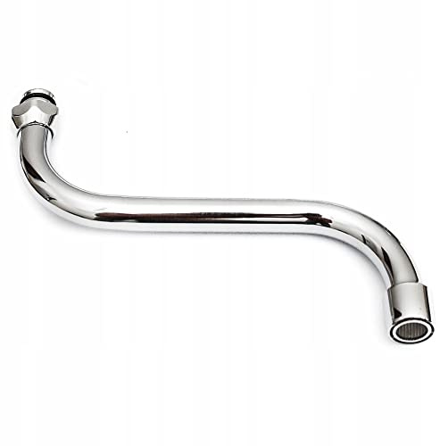 AquaParts S-Auslauf für Wand-Armaturen | Verchromt | 18cm (20cm) Länge | 1/2 Anschluss | Ø16 mm Auslauf Rohrdurchmesser