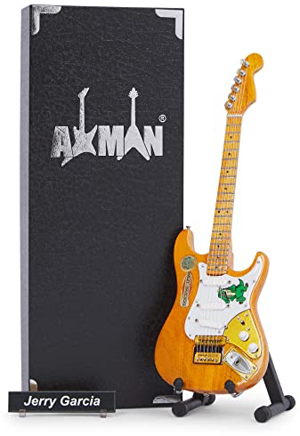 Axman Jerry Garcia Miniatur-Gitarren-Nachbildung – Musik-Geschenke – handgefertigt, Ornament, 1/4 Maßstab – Displaybox, Namensschild und Miniatur-Gitarrenständer im Lieferumfang enthalten