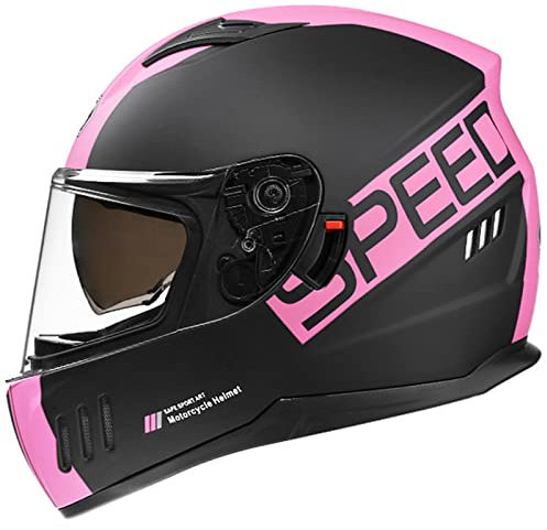 Casque de Moto intégral Moto cyclomoteur Street Bike Racing Crash Casque avec Double visière pour Adultes Hommes Femmes approuvé Dot/ECE,Rose,One Size