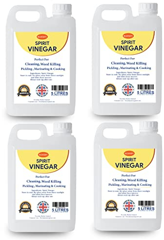 Spirit White Vinegar - Food Grade 5% Acetic Acid Liquid for Household Cleaning, Cooking, Baking and Pickling (5L, Pack of 4)