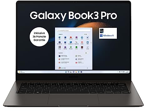 Samsung Galaxy Book3 Pro Laptop, 14 3K 120Hz Display, Intel Core i7-1360P, 16GB RAM, 512GB SSD, Windows 11, QWERTZ Tastatur, Graphite, Inklusive 36 Monate Herstellergarantie [Exklusiv bei Amazon]