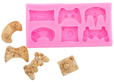 DUBENS 6-Fach Game Controller Silikonformen für Schokolade, Süßigkeiten, Kuchendekoration, Cake Pops und Harz-Gießen