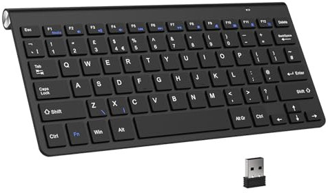 PINKCAT 2.4G Wireless Keyboard, Ultra Slim Ergonomic Compact Portable Keyboard with Media Hotkeys for Computer Desktop PC Laptop Surface Smart TV Notebook and Windows, Black