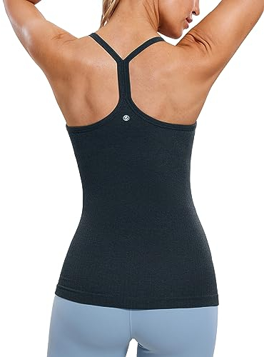 CRZ YOGA Damen Sport Tank Top Racerback Ärmelloses Shirt Sommer Leichte Yoga Tops Elastische Fitness Oberteile Echte Marine 40