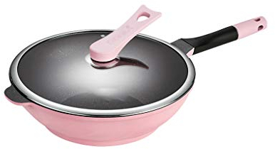 Oferta arroz Rosa Piedra Wok sartén Antiadherente Cocina u sartén Desayuno Cocina u (Color : A) (B)