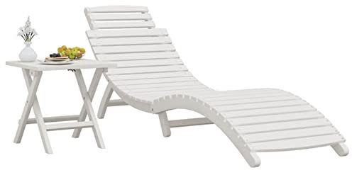 Festnight sonnenliegen zusammenklappbar Sonnenliege 1 Personen Doppelliege Outdoor Gartenliege 1Personen Gartenliege Holz Liegestuhl-1 Sonnenliege mit Tisch
