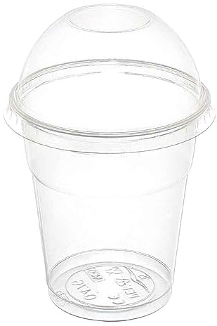 DOT Horeca Solutions 50 Bicchieri con coperchio cupola PET trasparenti monouso 200 ML tacca 0,16 alta qualità usa e getta bicchiere riciclabili macedonia bevande frappè cocktail granite gelati