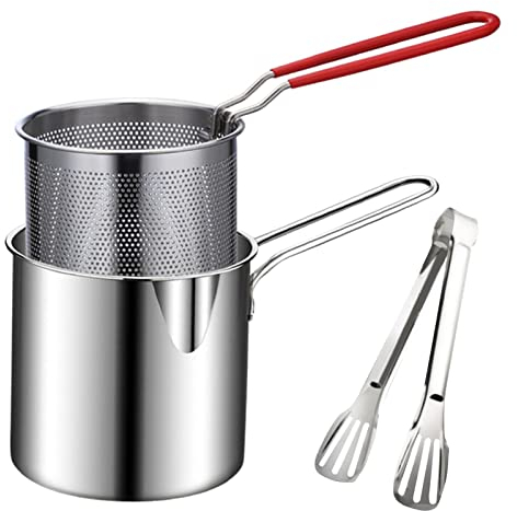 Cazuela freidora | Pequeña freidora Acero Inoxidable 304 | Olla para freír Muslos Pollo, Pescado seco, Patatas Fritas, chuletas Pollo, etc