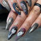 Carufin 24pcs Halloween toile d'araignée noir givré faux ongles zombie mariée pointe faux ongles pressés sur faux ongles