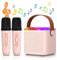 Mikrofon Karaoke Spielzeug, Bluetooth Karaoke Maschine mit 2 Kabellose Mikrofone für Kinder Erwachsene, Tragbares Wiederaufladbares Mikrofon mit Lautsprecher-Stimmwechseleffekt und LED Licht