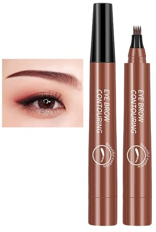 Augenbrauenstift 4 Punkte, 4 Tipped Flüssiger Augenbrauenstift, Wasserfest Langanhaltendes Augenbrauenmarker, Magic Eyebrow Pencil, für Einsteiger und Profis (Rötlich-braun)