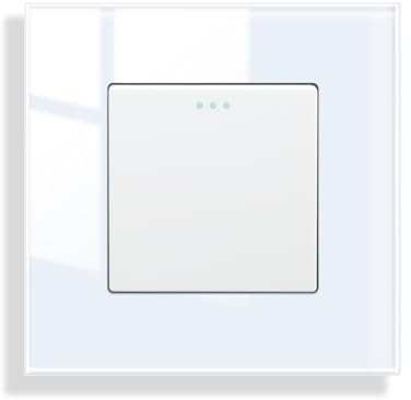 JIMEIDA Lichtschalter Weiß Unterputz 1 Fach 1 Weg Glas Lichtschalter Taste Schalter Wandschalter Kristall Kippschalter 86 * 86MM,10 Amp,250 V