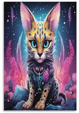 BELJE Cat_warrior Wandkunst, Leinwanddruck, Gemälde, Wanddekoration, Set mit Ornamenten für Wände, Schlafzimmer, Wohnzimmer, 20 x 30 cm