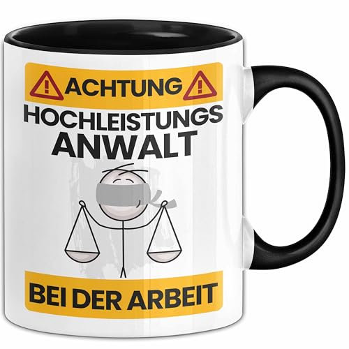 Anwalt Tasse Geschenk Lustiger Spruch Geschenkidee für Anwalt Achtung Hochleistungs Anwalt Bei Der Arbeit (Schwarz)
