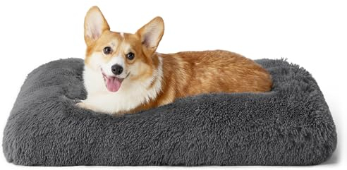 BEDSURE Flauschiges Hundebett Grosse Hunde - 74x53x8 cm Hundebett waschbar für große Hunde, rutschfeste Unterseite, Dunkelgrau