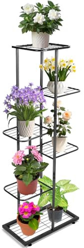 QWORK® Estantería para plantas, estante para flores de metal multicapa, estanterias para plantas, estante para flores para interior y exterior