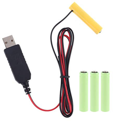 Maxtonser LR03 AAA Battery Eliminator USB Power Supply Cable Replace 1 to 4pcs AAA Battery for Electric Toy Flashlight Clock LED,Data Cable
