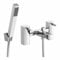 ENKI, Stella, BBT0263, Chrome, Bath Shower Mixer Taps with Handheld Shower Attachment, Solid Brass, Easy Clean, Angular Design, Quarter Turn Valves, Easy to Install, 10-Year Guarantee
