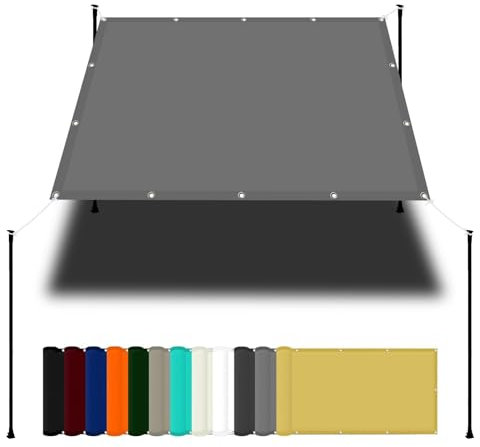 Toile D Ombrage Toile Pergola 6 x 6 m UV Protection avec Oeillets Tissu Polyester Multi Couleur et Taille Filet Protection Solaire pour Terrasse Extérieur La Lawn, Gris Clair