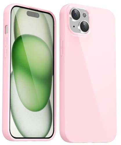 Svanove per iPhone 15 Custodia in Silicone, Guscio Sottile Tinta Unita Liscio Gomma Gel di Originale, Morbido TPU Guscio Ultrasottile Antiurto Custodia Protettiva, Rosa