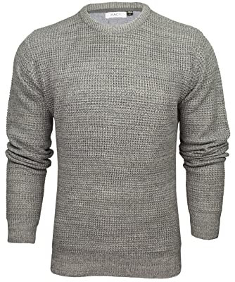 Xact Men's Twist Waffle Knit Crew Neck Jumper (Mid Grey) M