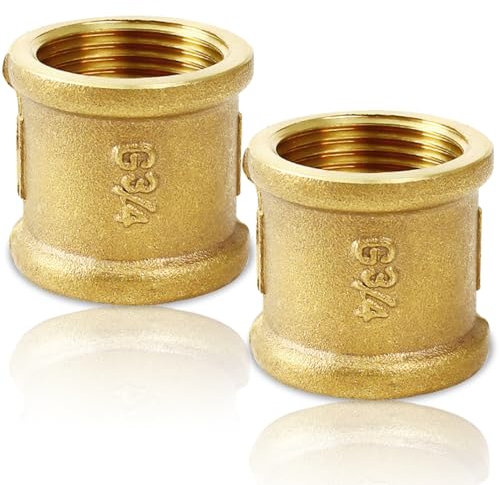 2 Stück Messing Muffe, 3/4 Zoll IG/IG Doppelnippel, 3/4 Innengewinde Verbindungsstück Adapter, G3/4 Zoll Muffe Messing, DN20 Doppelmuffe Anschlussnippel für Rohranschluss