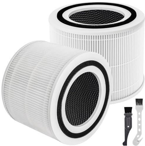 2-Pack Core 300 True HEPA Replacement Filters for LEVOIT Core 300 Air Purifier, 3-in-1 Filter, White