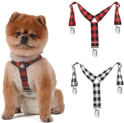 Hundewindel-Hosenträger, 2 Stück Hunde-Hosenträger, Hosenträger für Hundewindeln, Hunde-Windelgeschirr, Hosenträger für Windeln, Welpen-Hosenträger, Bauchbänder, Haustier-Kleidung