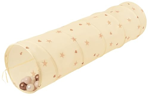 Selonis Pop-Up Tunnel Für Kinder Mit 200 Bälle Faltbarer Spieltunnel Flexibel Krabbeltunnel, Hellbeige: Pastellbeige/Kupferrot/Perle