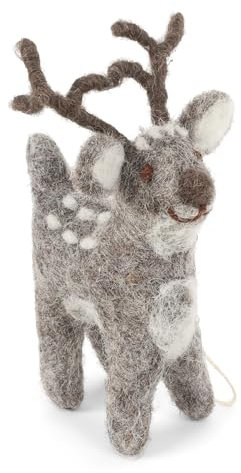 Gry & Sif Rentier, Weihnachtsdeko, Adventsdekoration, Filzdekoration, Tischdekoration, Fairtrade, Handmade, Mitbringsel, Geschenkidee (grau, klein)