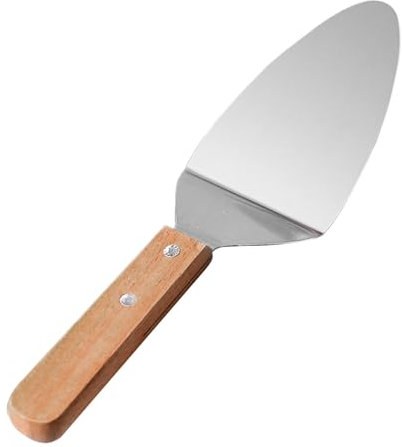 Pfannenwender mit Holzgriff, dreieckiger Pfannenwender, Backschaufel aus Edelstahl, für Desserts und Kekse