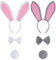 2 Sets Hasenohren und Schwanz Set, Bunny Ohren Haarreif Kostüm Set Kaninchen Haarreif Easter Stirnband Kaninchenohren Fliege und Schwanz für Kinder Erwachsene Karneval Oster Cosplay Kostüm Party