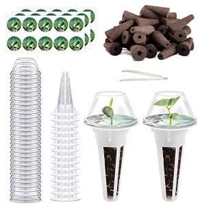 Palwin 123 Stück Ersatz Zuchtschwämme Set, 30stk Wachstumsschwämme, Hydroponics Garten Zubehör mit 30 Isolierenden Deckeln, 30 Pflanzenkorb, 30 Etiketten, 1 Pinzette mit A&B