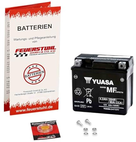 Batterie passend für Yamaha XF 50 4T Giggle, 2007-2010 (SA351), startklar | AGM, wartungsfrei, einbaufertig, auslaufsicher, Erstausrüsterqualität von Yuasa, inkl. 7,50€ Batteriepfand