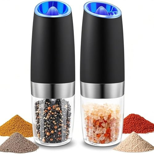 Ruiqas Lot de 2 moulins à poivre et sel électriques avec capteur de gravité automatique