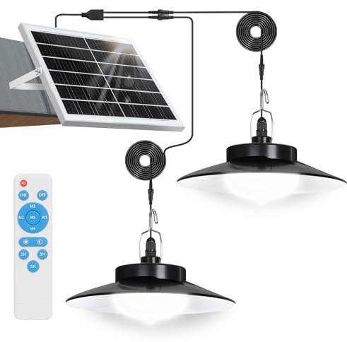 Laybasic Solarlampen Außen mit Bewegungsmelder Hängend, Extra Hell LED Solar Hängeleuchte Lange Betriebsdauer mit 4000mAh Akku, 5 Modi, Timer, IP65 für Garten Terrasse Balkon Innen(2 Lampe, Weiß)