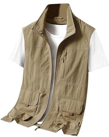 Generisch Herren Weste Sommer Leichte Sportweste Casual Ärmellose Jacke Jagdweste Freizeit Safariweste Multifunktionsweste Outdoor Anglerweste