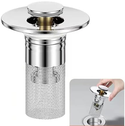 YUNYU Filtro di scarico universale per lavello in acciaio inox, per cucina e bagno, con design anti-intasamento, adatto per fori di scarico da 34-40 mm