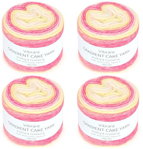 Coopay Farbverlaufsgarn, 400g (4x100g) Wolle zum Häkeln, Mehrfarbiges Gradient Häkelgarn, Schön Farbverlaufswolle Super Weich Häkelgarn, Wolle zum Stricken Elegante Pullover Hüte, Schal - Rot-Gelb