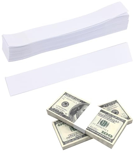 200 Stück Selbstklebend Geldschein Banderolen 192×29mm Geldschein Bündel Streifen Band Blank Selbstverschließende Bargeld Bänder aus Doppelseitigem Klebepapier für Wraps Geld Organizing