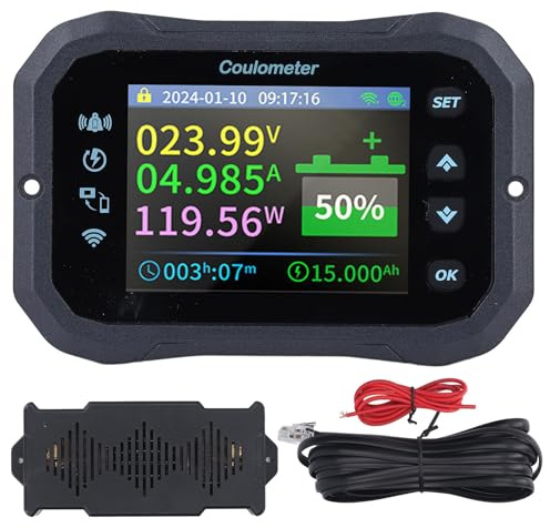 Ticfox 400A WiFi Battery Monitor, 10-100V APP Remote Control Battery Capacity Voltage Monitor, 2.4 Inch HD Screen, Multiple Parameter Measurements For Car RV ATV SUV