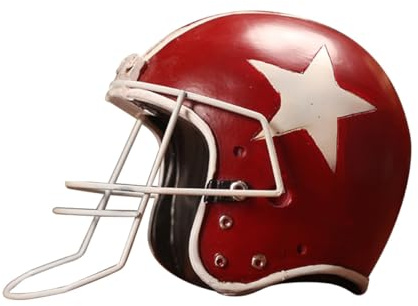 BESTYASH Vintage Baseballschläger Schreibtischornament aus Kunstharz Rotes Footballhelm Dekor für Büro und Wohnzimmer Kreative Wohndeko und Geschenkidee