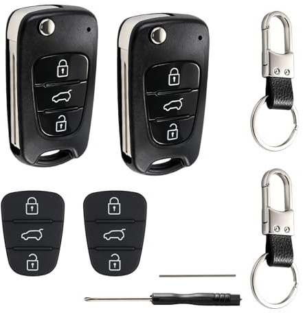 PPAAstunoras 2 Stück Auto Schlüssel Gehäuse Kompatibel mit Hyundai i10 i20 i30 ix20 ix35 und Kia Ceed Soul Sportage Rio Picanto Venga-Auto Schlüsselgehäuse mit 3 Tasten Fernbedienung klappschlüssel