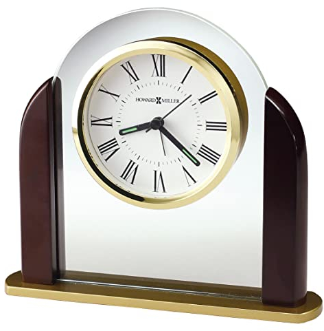 Howard Miller Derrick Tischuhr 645-602 - Moderne Glasbogen Home Decor mit Quarz-Alarmwerk