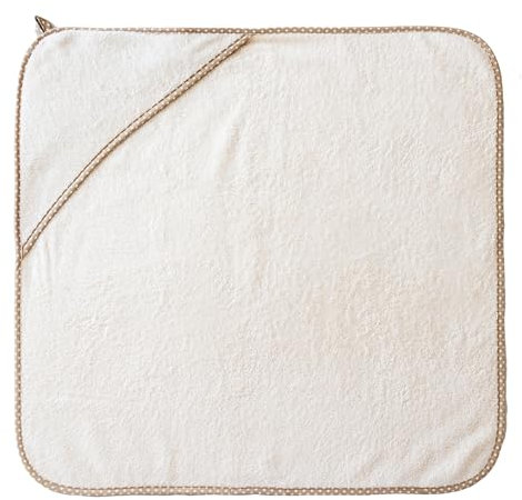 Carenesse Kapuzenhandtuch Natur 100 x 100 cm I Baby- Handtuch mit Kapuze ungebleicht & ungefärbt I Kapuzentuch 100% Baumwolle Öko-Tex 100 I Kapuzen-Badetuch für Baby‘s & Kinder bis 3 Jahre